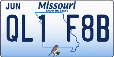 MO license plate QL1F8B