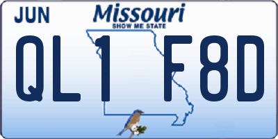 MO license plate QL1F8D