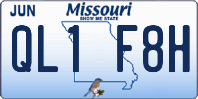 MO license plate QL1F8H