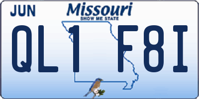 MO license plate QL1F8I