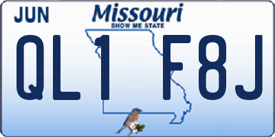 MO license plate QL1F8J