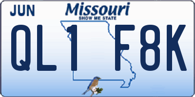 MO license plate QL1F8K