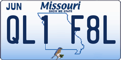 MO license plate QL1F8L