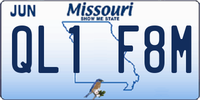 MO license plate QL1F8M
