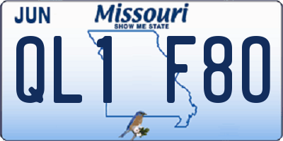 MO license plate QL1F8O