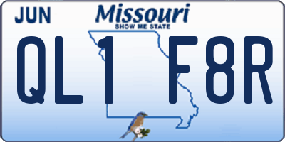 MO license plate QL1F8R