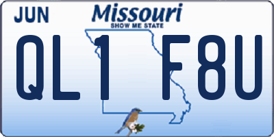 MO license plate QL1F8U