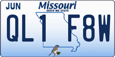 MO license plate QL1F8W