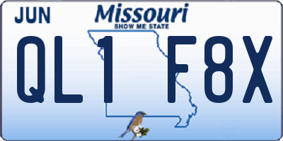 MO license plate QL1F8X