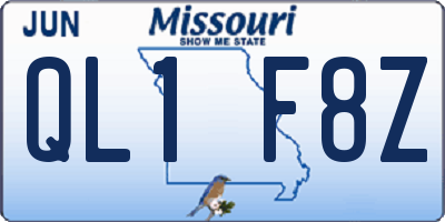 MO license plate QL1F8Z