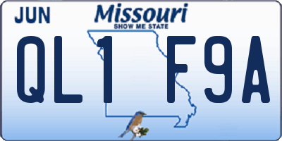 MO license plate QL1F9A
