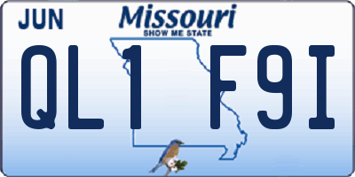 MO license plate QL1F9I