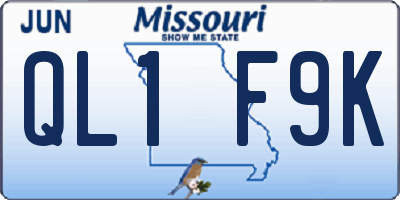 MO license plate QL1F9K