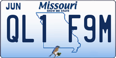 MO license plate QL1F9M