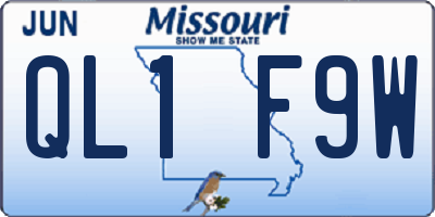 MO license plate QL1F9W