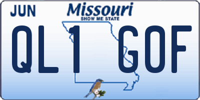 MO license plate QL1G0F