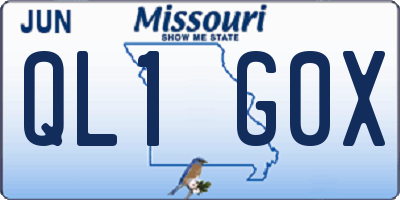 MO license plate QL1G0X