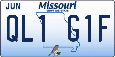 MO license plate QL1G1F