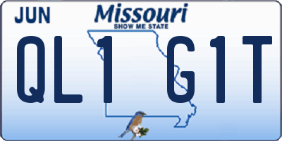 MO license plate QL1G1T