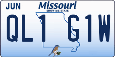 MO license plate QL1G1W
