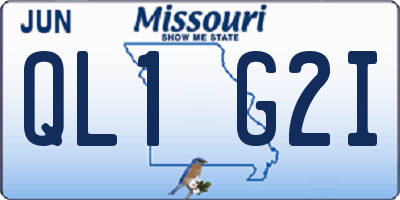 MO license plate QL1G2I