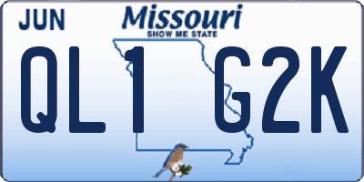 MO license plate QL1G2K