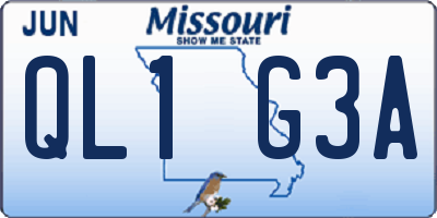 MO license plate QL1G3A