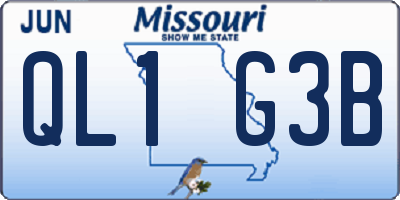 MO license plate QL1G3B