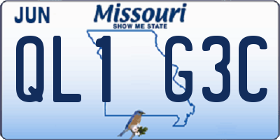 MO license plate QL1G3C