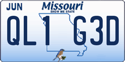 MO license plate QL1G3D