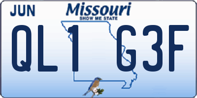 MO license plate QL1G3F