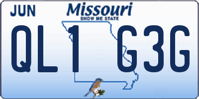 MO license plate QL1G3G