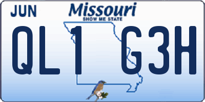 MO license plate QL1G3H