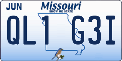 MO license plate QL1G3I