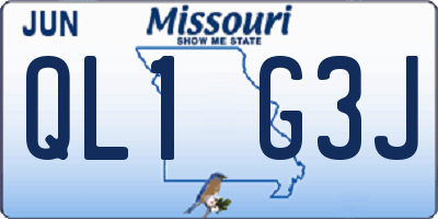 MO license plate QL1G3J