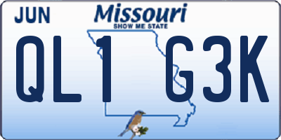 MO license plate QL1G3K