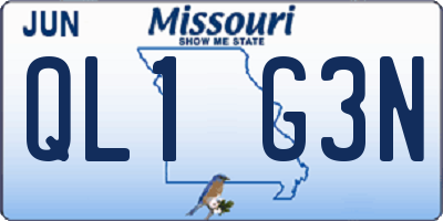 MO license plate QL1G3N
