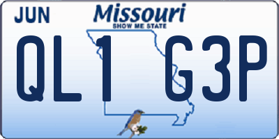MO license plate QL1G3P