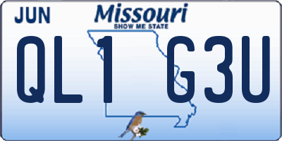 MO license plate QL1G3U