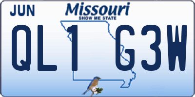 MO license plate QL1G3W