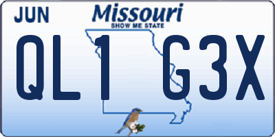 MO license plate QL1G3X