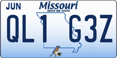 MO license plate QL1G3Z