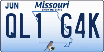 MO license plate QL1G4K