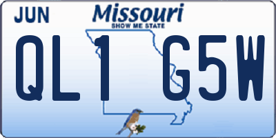 MO license plate QL1G5W