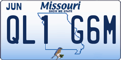 MO license plate QL1G6M