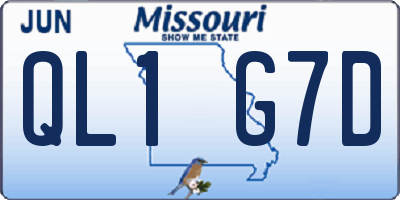 MO license plate QL1G7D
