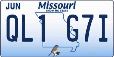 MO license plate QL1G7I