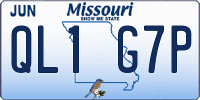 MO license plate QL1G7P