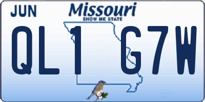 MO license plate QL1G7W
