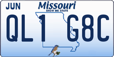MO license plate QL1G8C